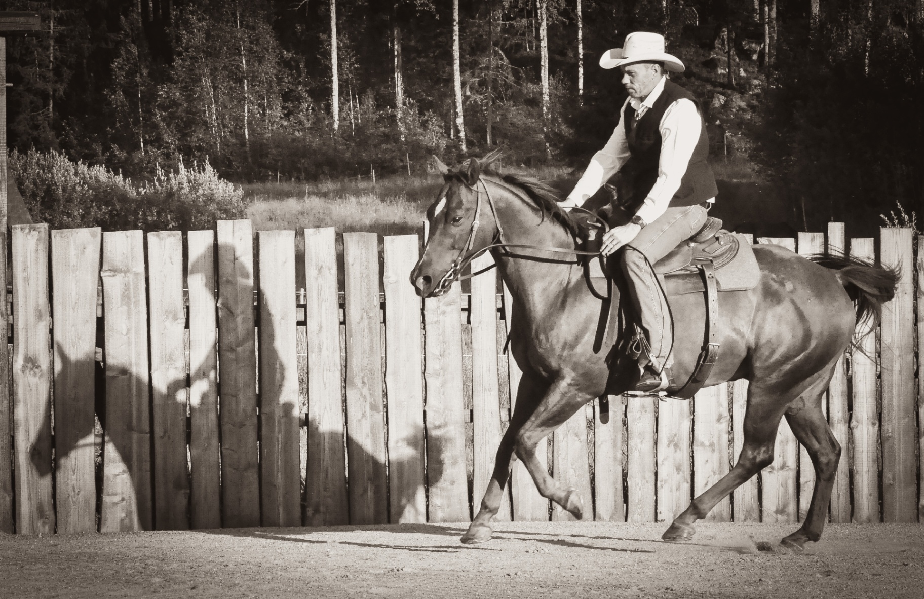 Westernsadel och lasso på trästaket